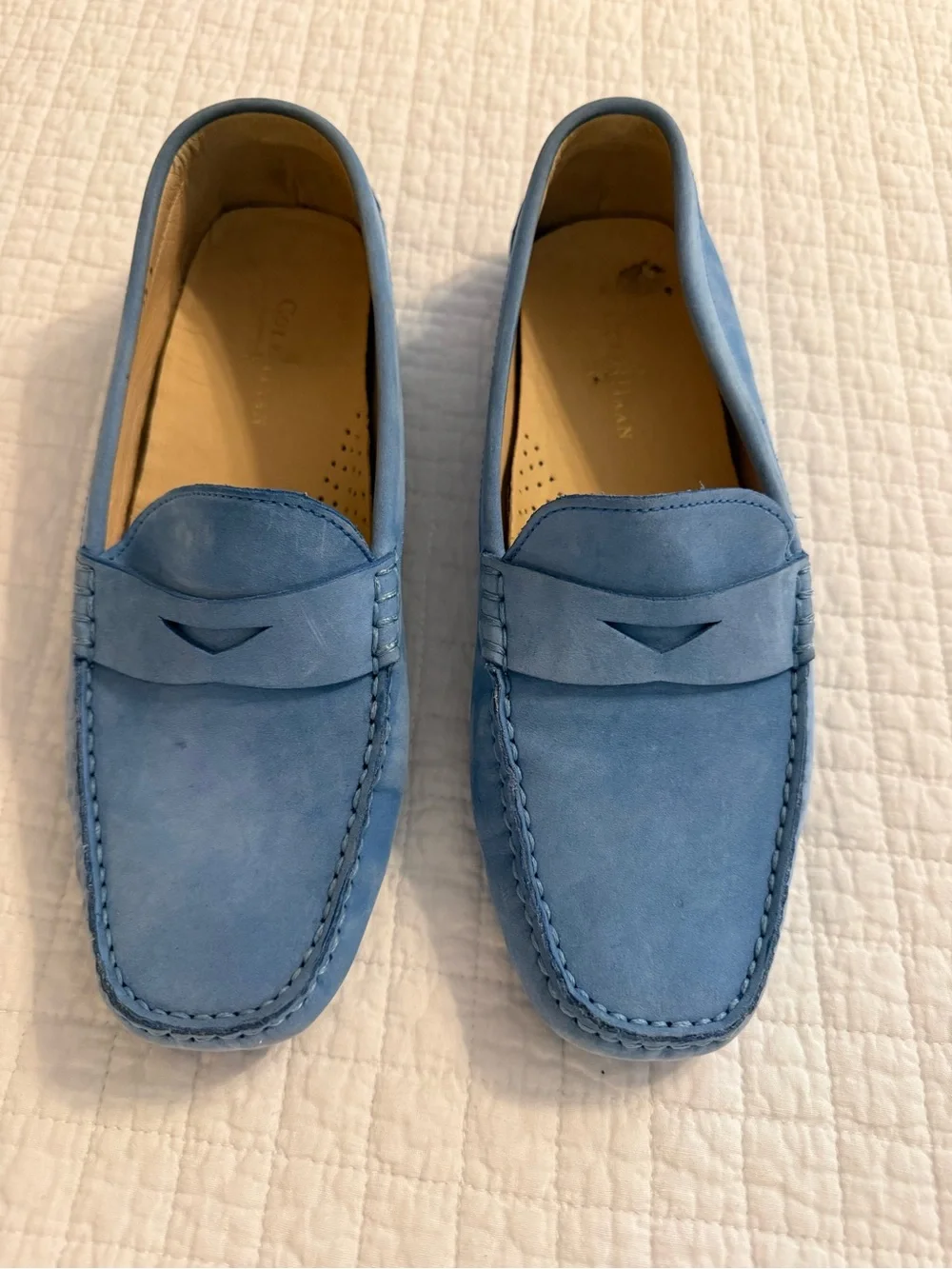 Cole Haan Women’s Sky Blue Leather Penny Loafers Driving Moccasins 8.5